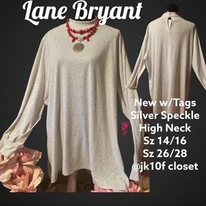 🌻NWT LANE BRYANT Sz26/28 WHITE w/SILVER FLECKS SWING TOP